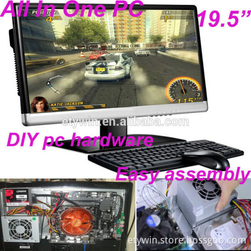 Wall mount available, pc all in one ,built-in DIY all in one computer case 19.5"LED monitor desktop computer without CPU